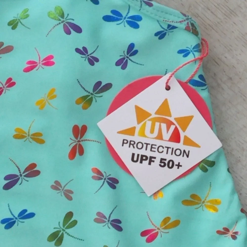 NWT Dolphin Love Foil Print Dragonfly UPF 50+ Protection One Piece Swimsuit